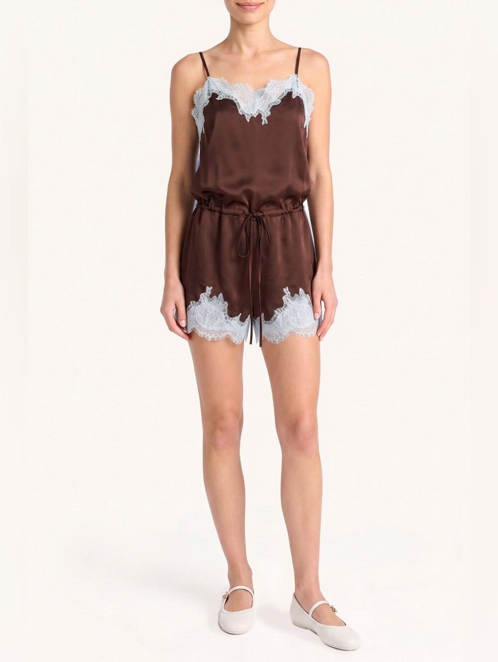 NWT Amanda Uprichard Audrie Silk Romper Brown Tobacco - Sz Med